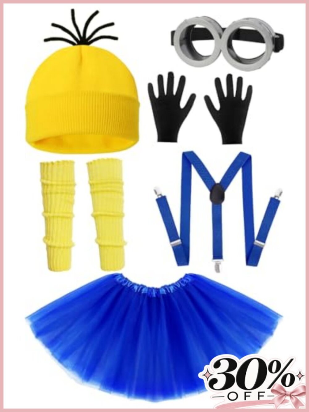 6 Pc Adult Halloween Costume Accessory Set Steampunk Goggles Tutu Skirt